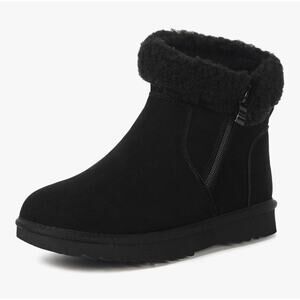 Snow Boots for Women Genuine Suede Leather Winter Boots Water Resistant Booties